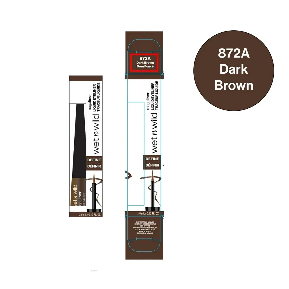 Wet n Wild MEGALINER liquid Eyeliner, 872A Dark Brown .12 fl‎ oz